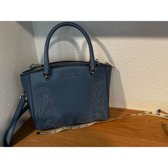 Michael Kors Ellis Small Convertible Leather Shoulder Bag, Denim Blue NWT - Picture 7 of 9